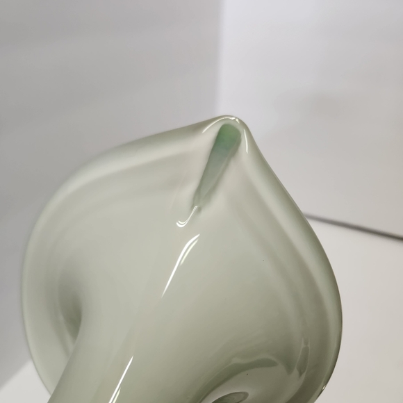 Hand Blown Cased Glass Jack In The Pulpit Vase Cobalt Blue Green White Vintage - Picture 6 of 11